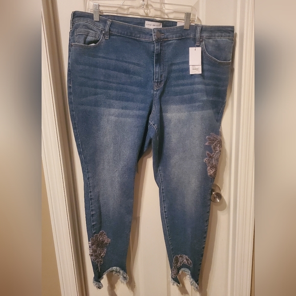 Lane Bryant Denim - Lane Bryant Super Stretch Embellished Lace and Beads Jeans Size 24